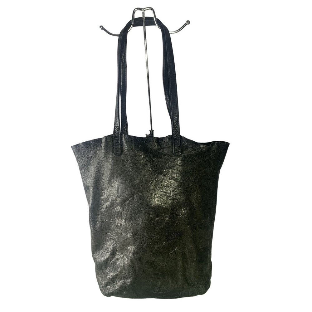 BAGGU Milled Distressed Leather Minimalist Tote Bag Purse USA